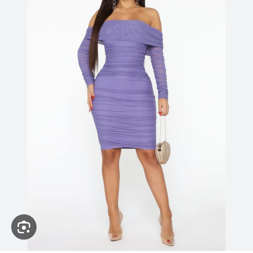 Elegant Purple Ruched Off-Shoulder Midi Dress
